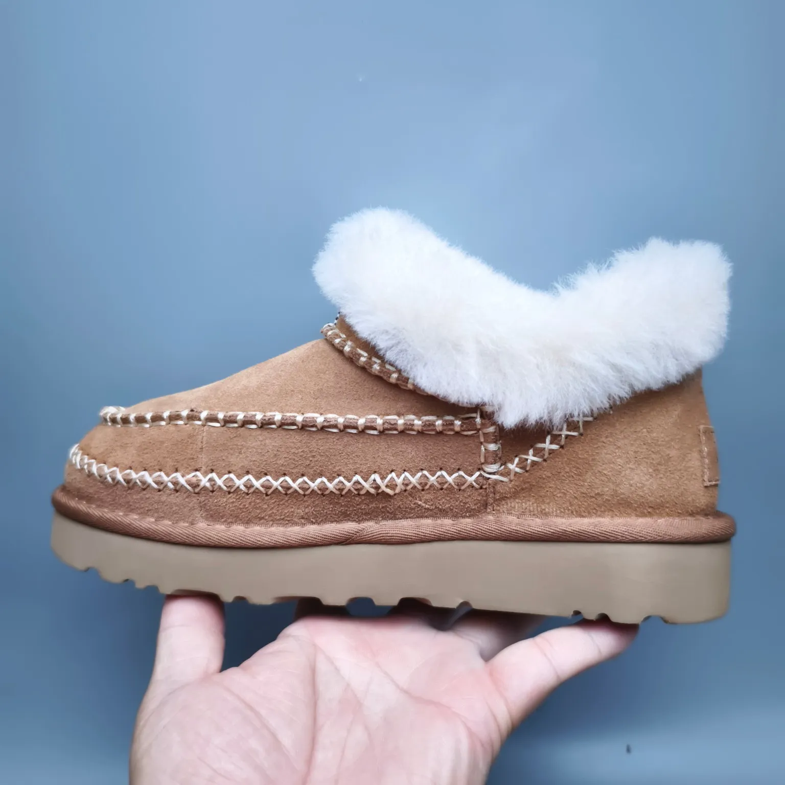 💰480 UGG sheepskin all-in-one snow boots for women 8224 suede trendy style Color: Maroon Antelope Brown Size: 35-40